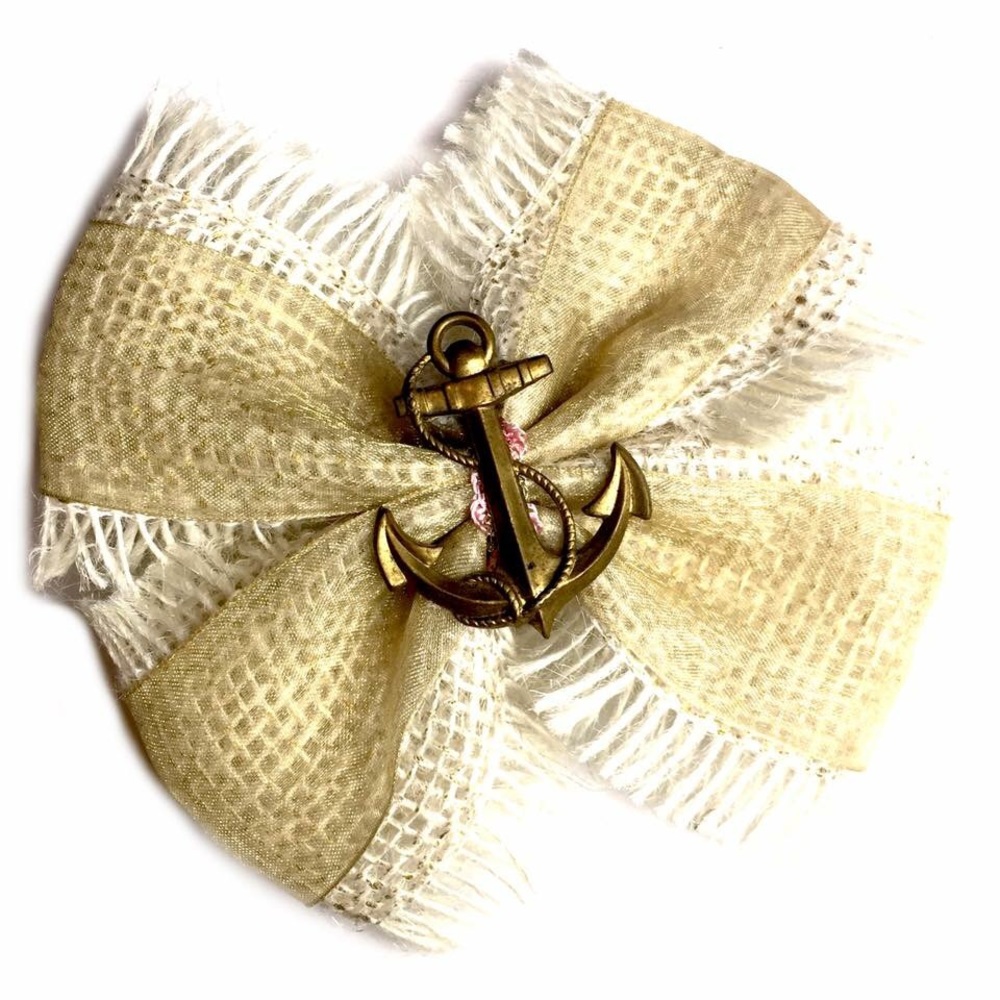 Gold Anchor Hair Bow